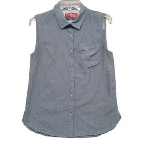 XCASTER OUTDOOR Women Sz S Blue Shirt UPF+Sun Protection Collared Sleeveless